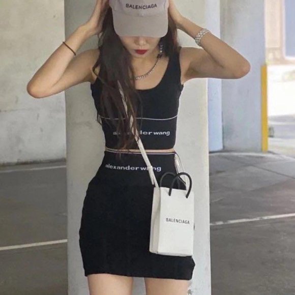 Black Alexander Wang stretch ribbed jersey set